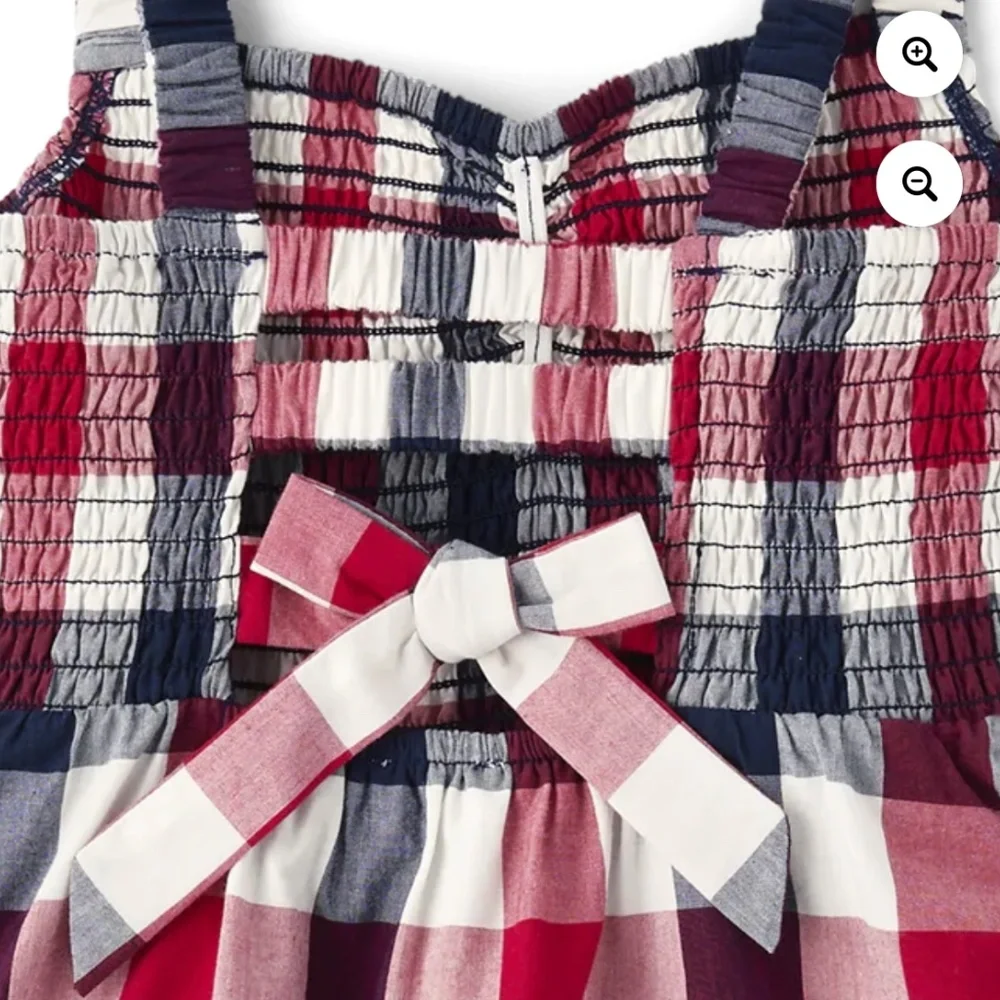 The Children’s Place Girls Strappy Gingham Smocked Ruffle Dress Size XXL (16) NW